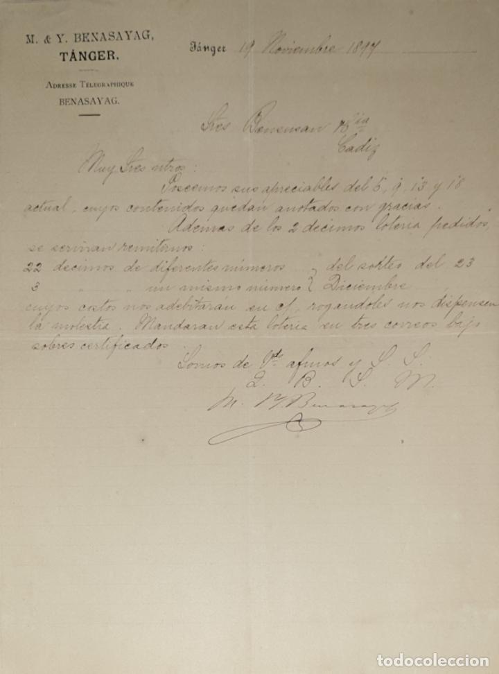 Gesch&auml;ftsbriefe: Carta comercial. M.&Y. Benasayag. Tanger 1897