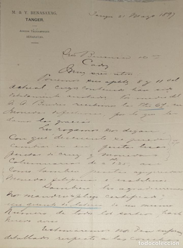 Cartas comerciais: Carta comercial. M.&Y. Benasayag. Tanger 1897