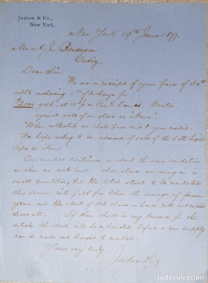 Cartas comerciais: Carta comercial. Judson & C&ordm;. New York 1877