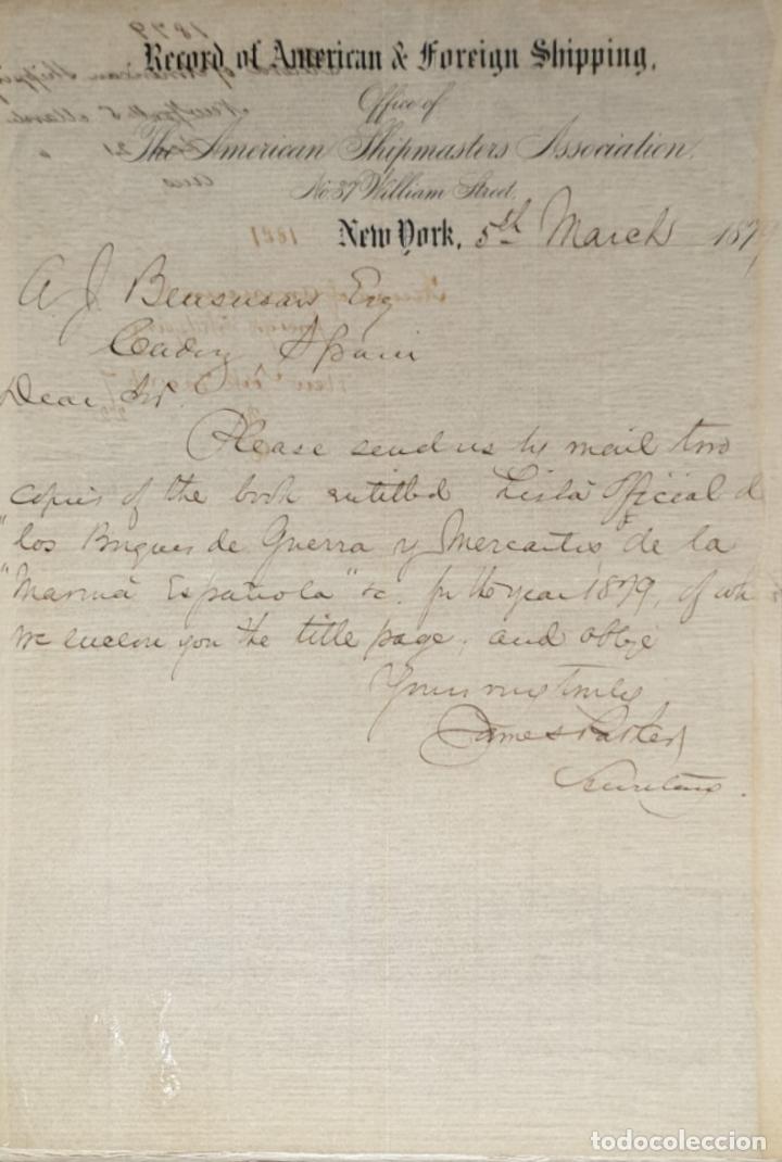 Cartas comerciais: Carta comercial. Record of American & Foreign Shipping. New York 1879