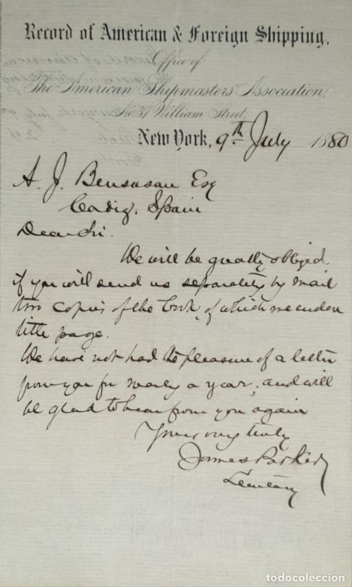 Cartas comerciais: Carta comercial. Record of American & Foreign Shipping. New York 1880