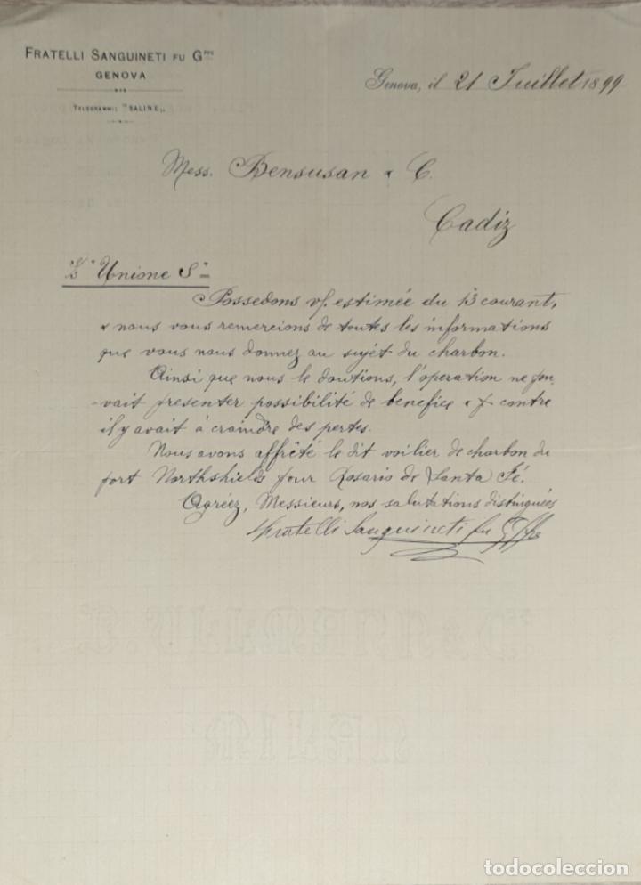 Cartas comerciais: Carta comercial. Fratelli Sanguineti fu Gppe. Genova. Italia 1899