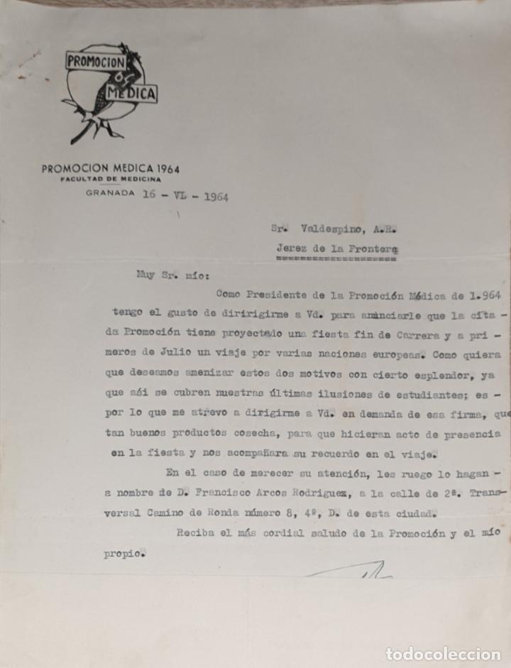 Cartas comerciais: Carta comercial. Promoci&oacute;n M&eacute;dica. Facultad de medicina. Granada. Espa&ntilde;a 1964