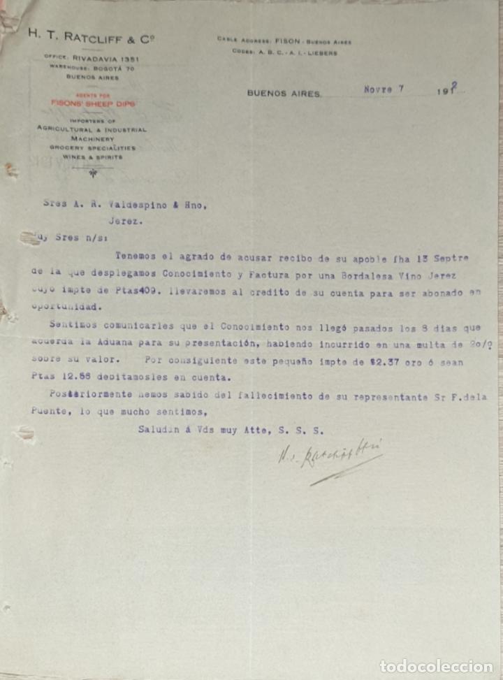 Gesch&auml;ftsbriefe: Carta comercial. H.T. Ratcliff & C&ordm;. Buenos Aires. Argentina 1912