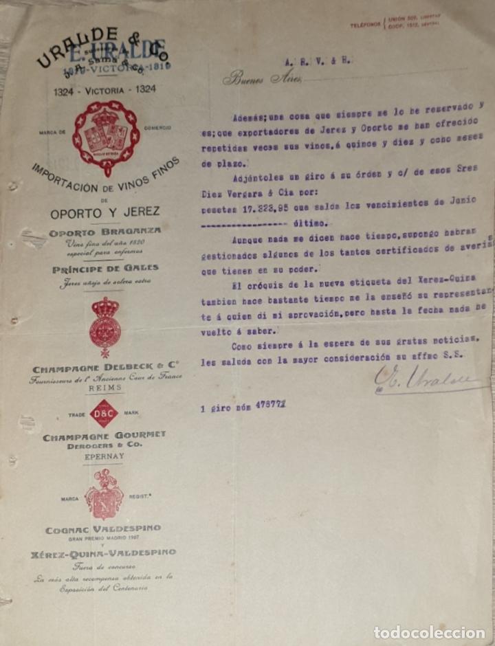 Gesch&auml;ftsbriefe: Carta comercial. Uralde & C&ordm;. Importadores. Buenos Aires. Argentina 1912
