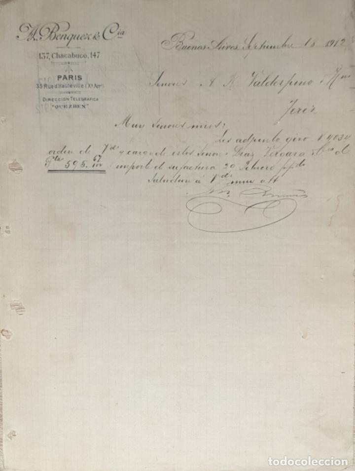 Gesch&auml;ftsbriefe: Carta comercial. A. Benquez & C&iacute;a. Buenos Aires. Argentina 1912