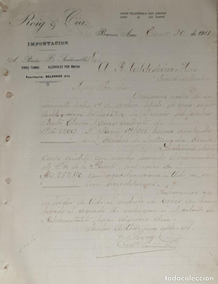 Cartas comerciais: Carta comercial. Roig & C&iacute;a. Importaci&oacute;n. Buenos Aires. Argentina 1911