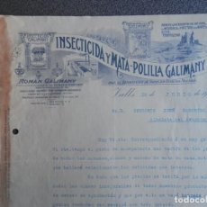 Cartas comerciales: VALLS TARRAGONA CARTA COMERCIAL AÑO 1924 INSECTICIDA Y MATAPOLILLAS ROMÁN GALIMANY. Lote 202974822