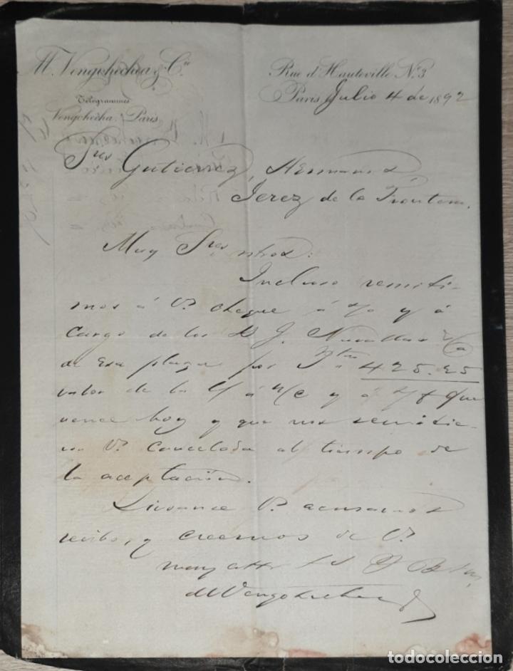 Commercial Letters: Carta comercial. M. Vengohechea & C&iacute;a. Par&iacute;s. Francia 1892