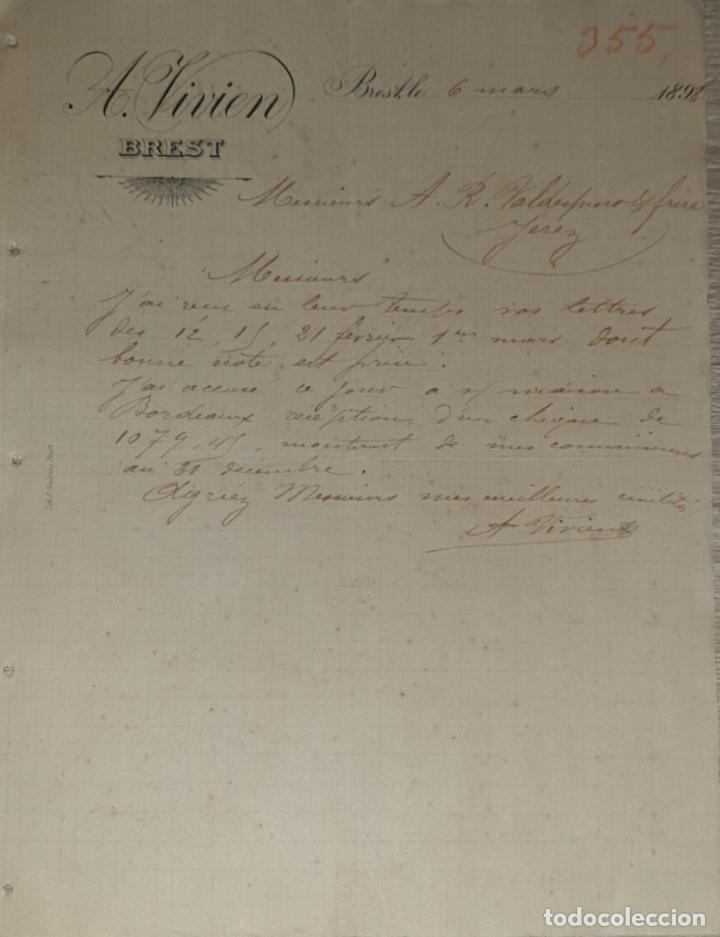 Commercial Letters: Carta comercial. A. Vivien. Brest. Francia 1898