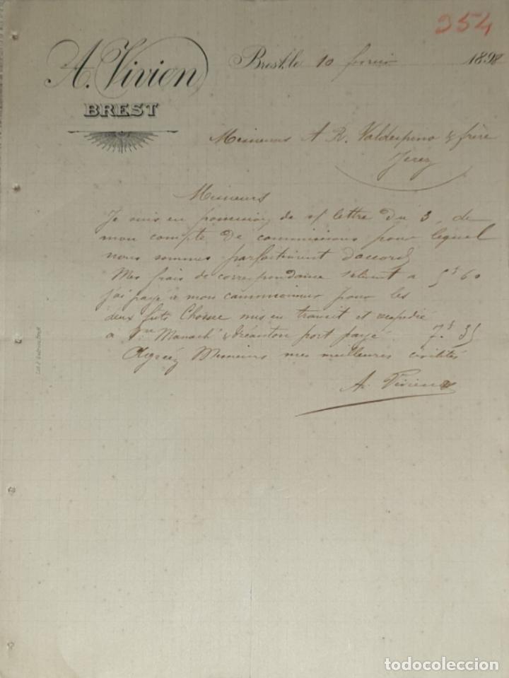 Commercial Letters: Carta comercial. A. Vivien. Brest. Francia 1898