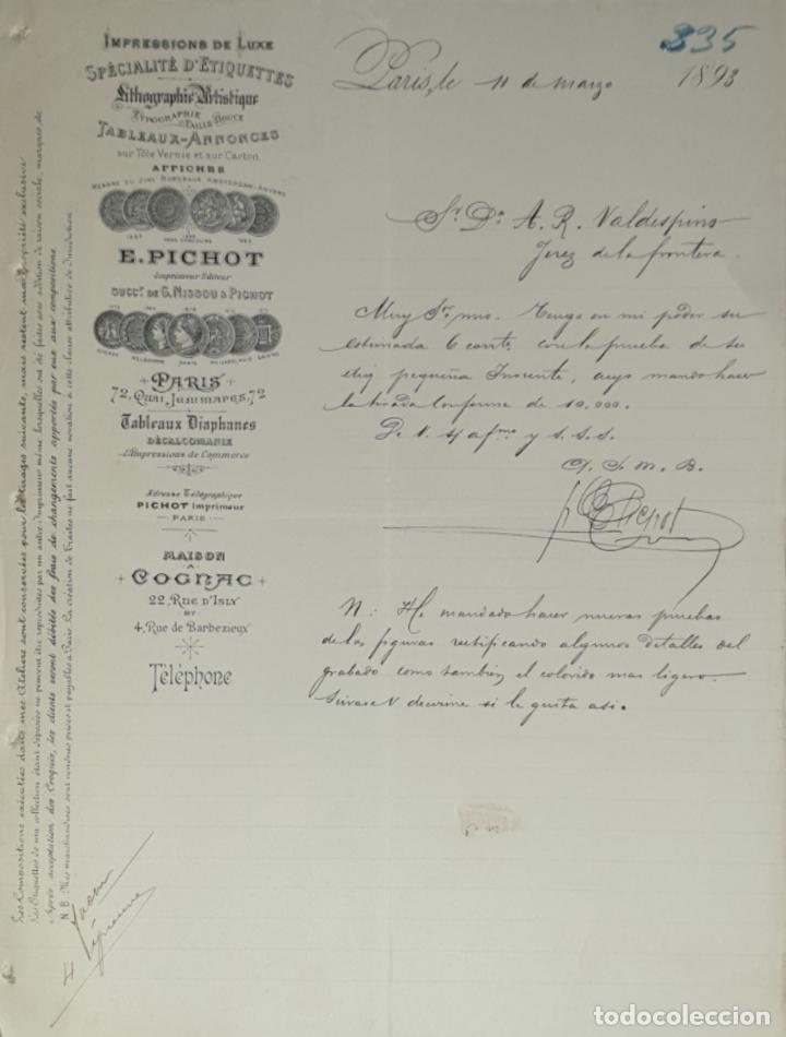 Commercial Letters: Carta comercial. E. Pichot. Impressions de Luxe. Paris 1893