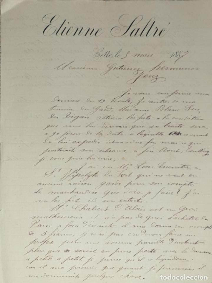 Commercial Letters: Carta comercial. Etienne Saltr&eacute;. Cette. Francia 1887
