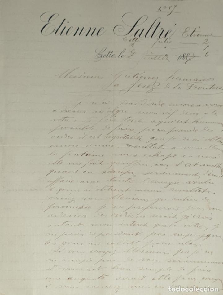 Commercial Letters: Carta comercial. Etienne Saltr&eacute;. Cette. Francia 1887
