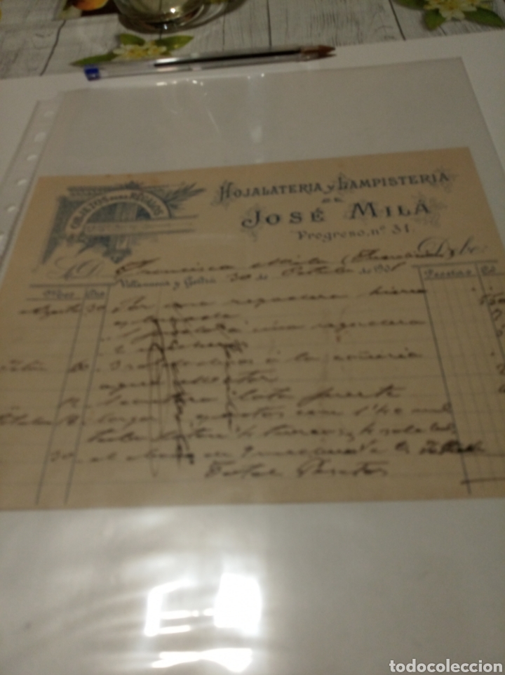 Gesch&auml;ftsbriefe: Papel antiguo hojalater&iacute;a y lampisteria de Jos&eacute; Mila Villanueva y Geltr&uacute; 1901