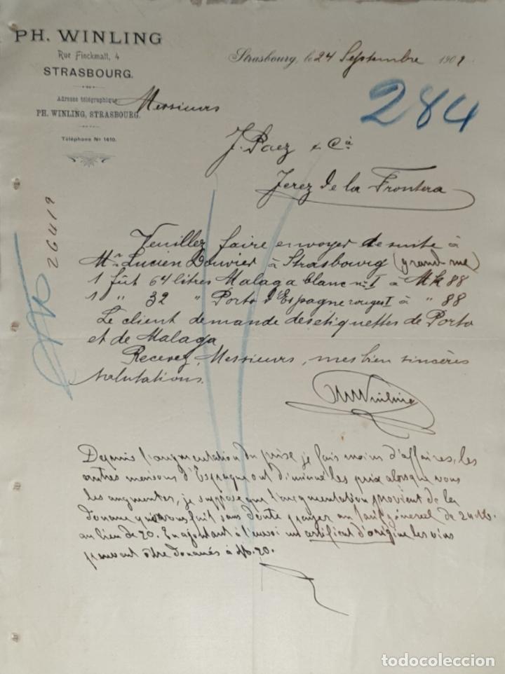 Gesch&auml;ftsbriefe: Carta comercial. PH. Winling. Strasbourg. Francia 1902