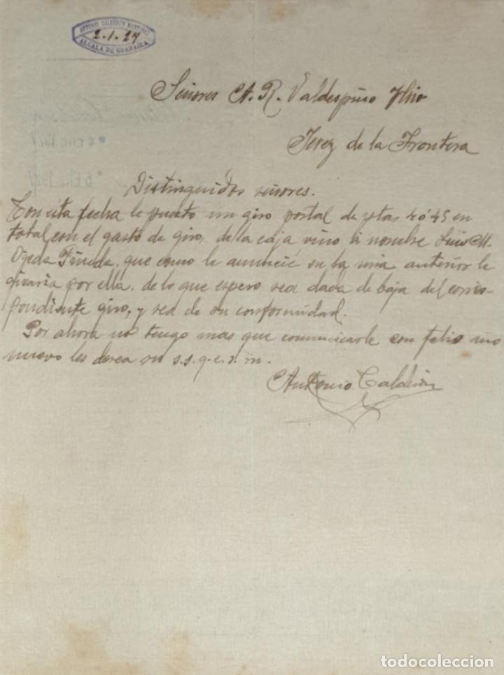 Gesch&auml;ftsbriefe: Carta comercial. Antonio Calder&oacute;n Martinez. Alcal&aacute; de Guadaira. Espa&ntilde;a1927