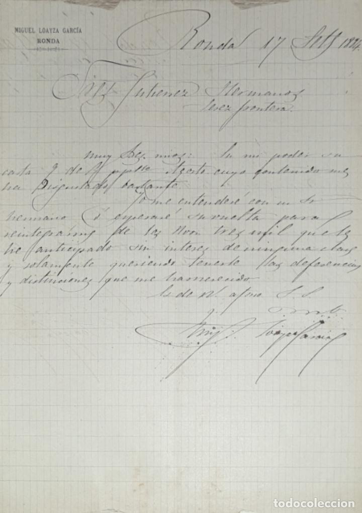 Gesch&auml;ftsbriefe: Carta comercial. Miguel Loayza Garc&iacute;a. Ronda. Espa&ntilde;a 1884