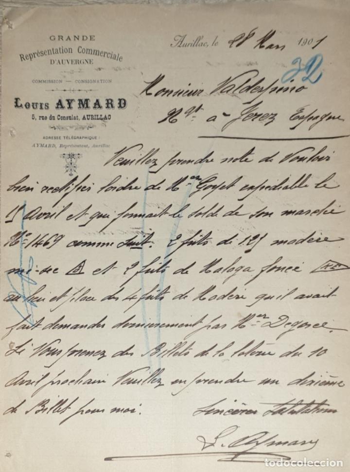 Gesch&auml;ftsbriefe: Carta comercial. Louis Aymard. Repr&eacute;sentation Commerciale. Aurillac. Francia 1901