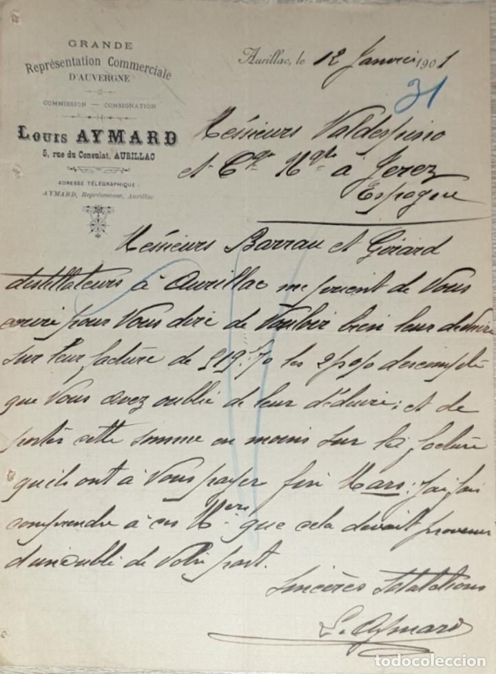 Gesch&auml;ftsbriefe: Carta comercial. Louis Aymard. Repr&eacute;sentation Commerciale. Aurillac. Francia 1901