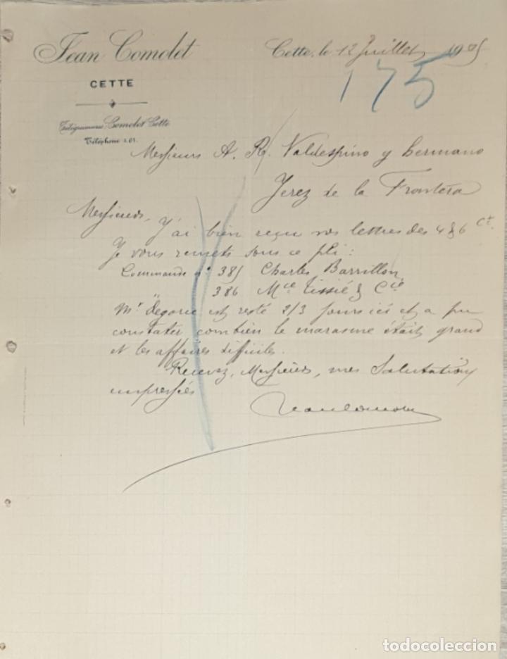 Gesch&auml;ftsbriefe: Carta comercial. Jean Comolet. Cette. Francia 1905
