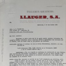 Lettere commerciali: CARTA COMERCIAL. LLAUGER, S.A. TALLERES GRÁFICOS. BARCELONA. ESPAÑA 1953