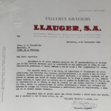 Lettere commerciali: CARTA COMERCIAL. LLAUGER, S.A. TALLERES GRÁFICOS. BARCELONA. ESPAÑA 1953