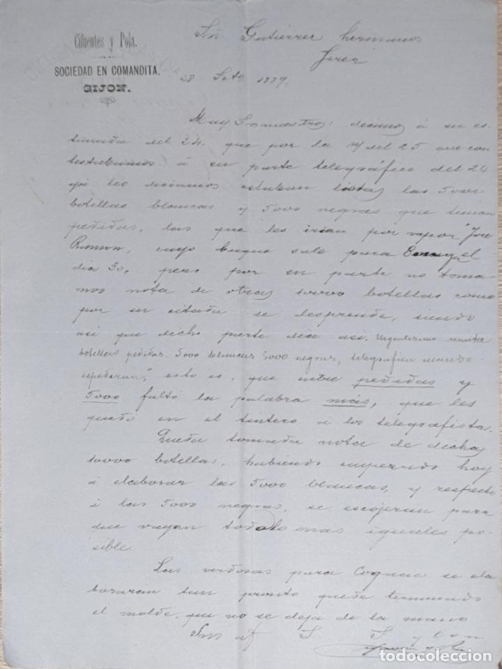 Gesch&auml;ftsbriefe: Carta comercial. Cifuentes y Pola. Sociedad en Comandita. Gij&oacute;n. Espa&ntilde;a 1889