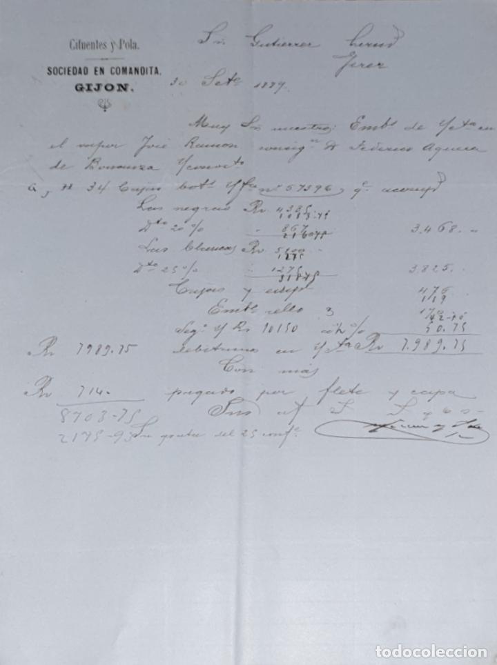 Gesch&auml;ftsbriefe: Carta comercial. Cifuentes y Pola. Sociedad en Comandita. Gij&oacute;n. Espa&ntilde;a 1889