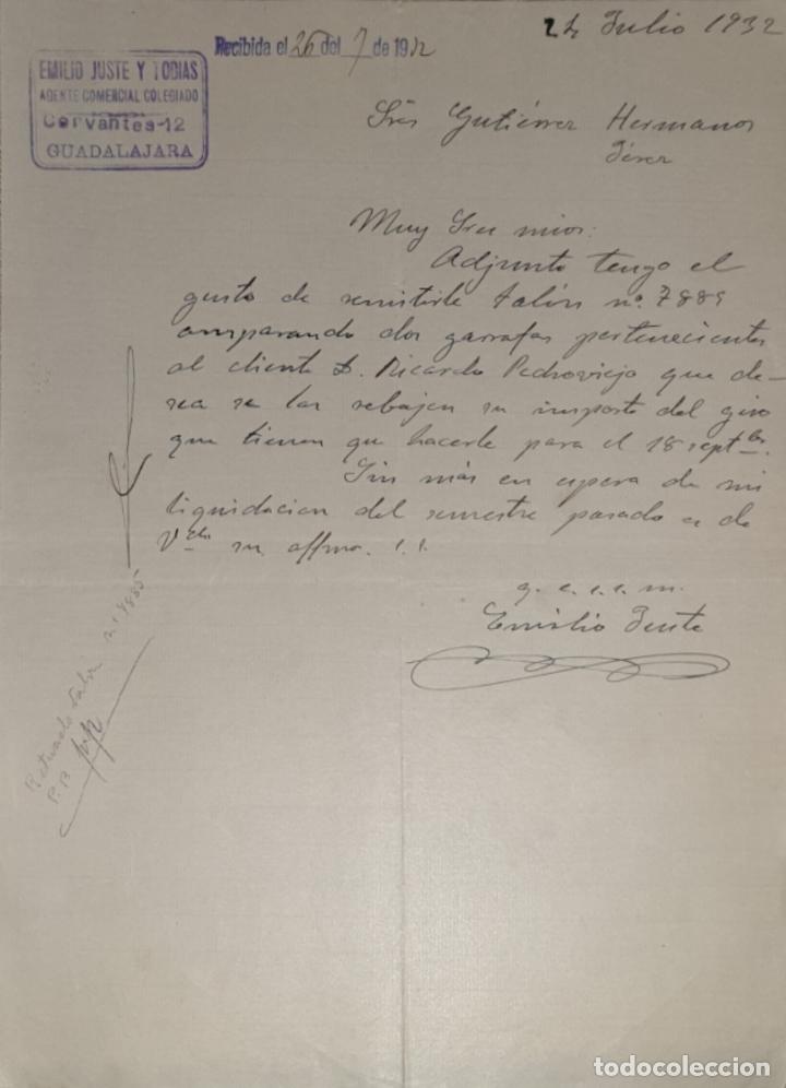Commercial Letters: Carta comercial. Emilio Juste y Tobias. Agente comercial colegiado. Guadalajara. M&eacute;xico 1932