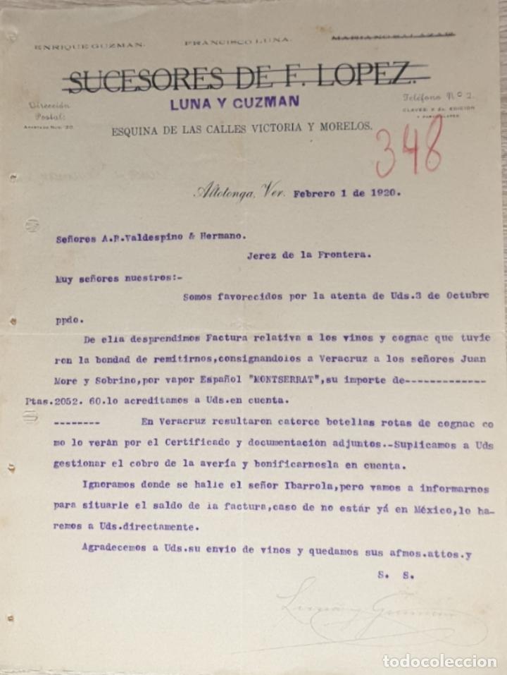 Commercial Letters: Carta comercial. Luna y Guzman. Altotonga. M&eacute;xico 1920