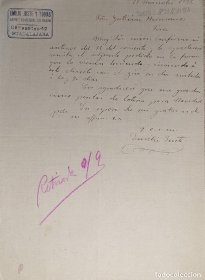 Commercial Letters: Carta comercial. Emilio Juste y Tobias. Agente comercial colegiado. Guadalajara. M&eacute;xico 1932