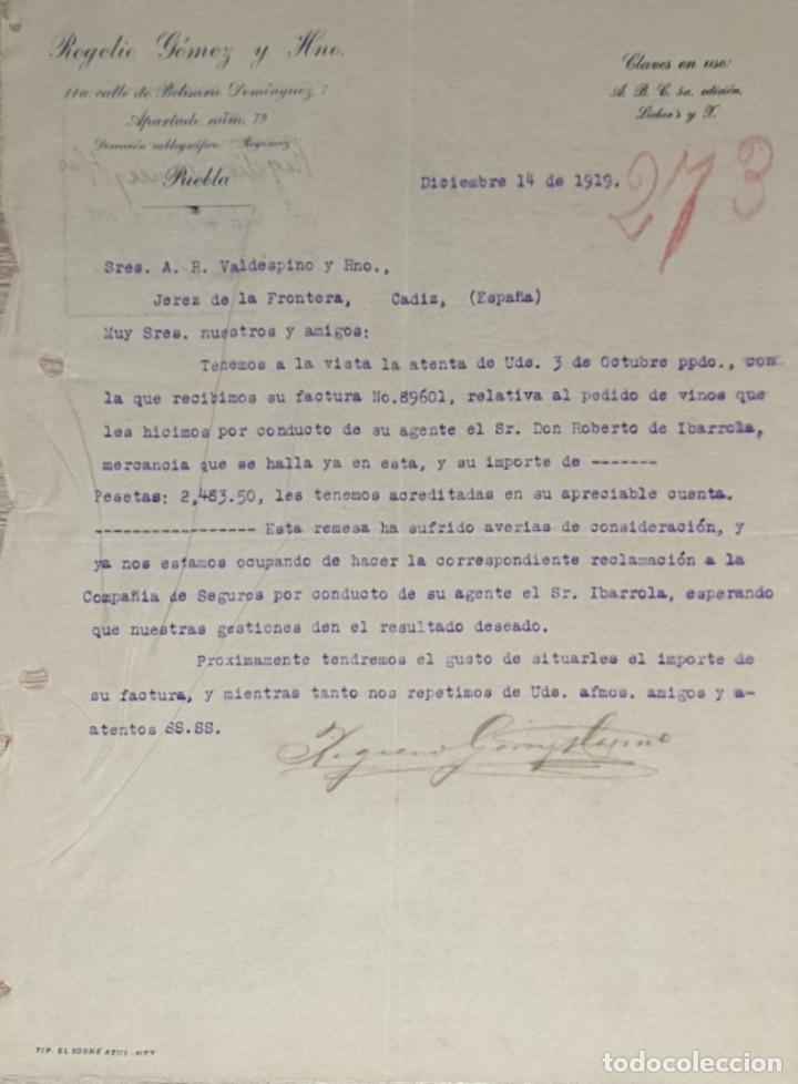 Commercial Letters: Carta comercial. Rogelio G&oacute;mez y Hno. Puebla. M&eacute;xico 1919