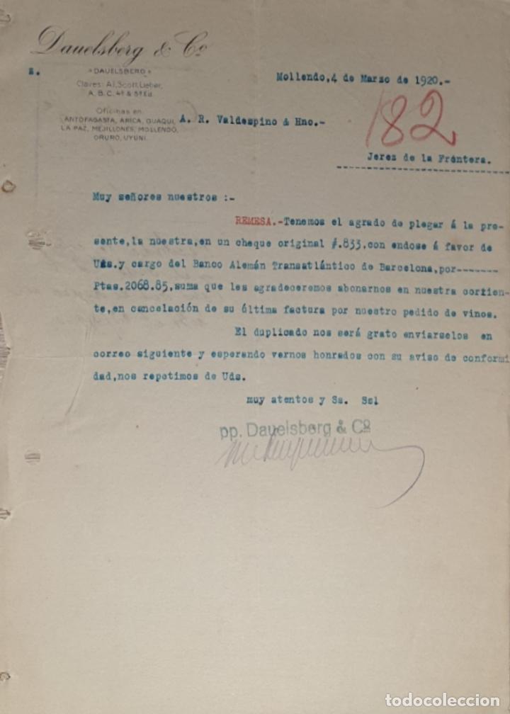 Commercial Letters: Carta comercial. Dauelsberg & C&ordm;. Mollendo. Per&uacute; 1920