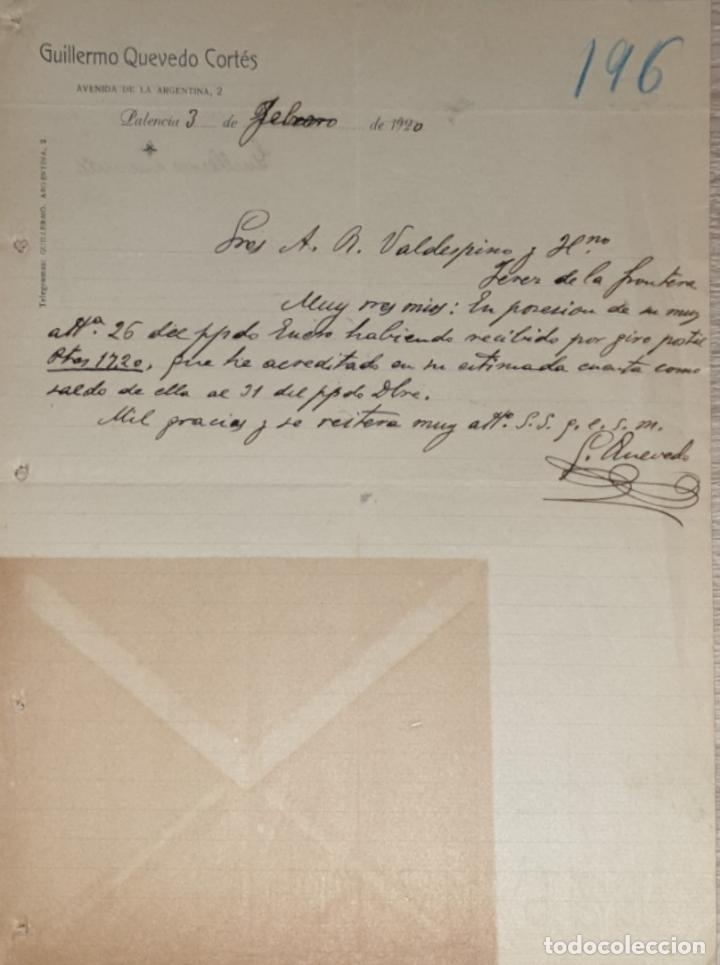 Cartas comerciales: Carta comercial. Guillermo Quevedo Cort&eacute;s. Palencia. Espa&ntilde;a 1920