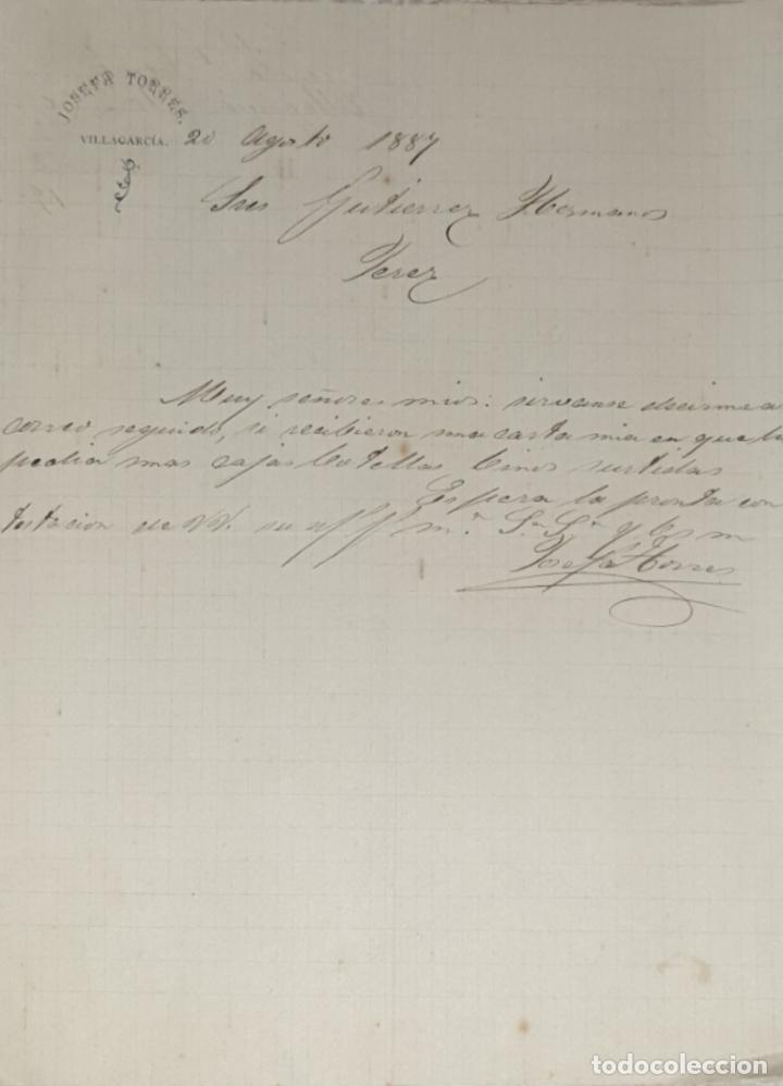 Commercial Letters: Carta comercial. Josefa Torres. Villagarc&iacute;a 1887
