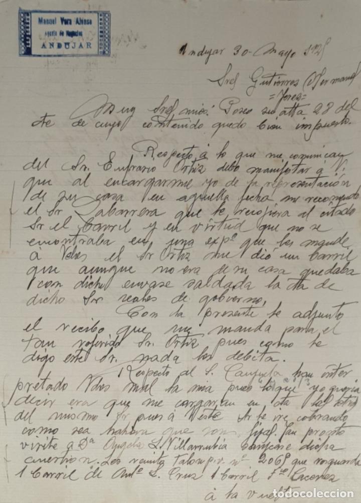 Commercial Letters: Carta comercial. Manuel Vera Alonso. And&uacute;jar. Espa&ntilde;a 1925
