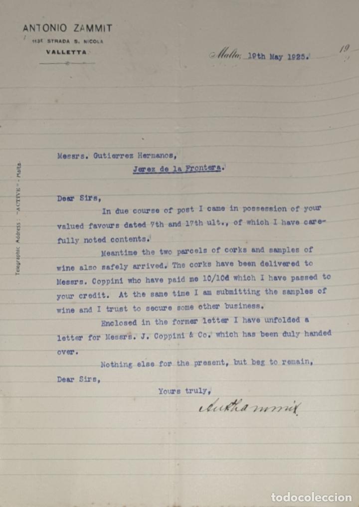 Commercial Letters: Carta comercial. Antonio Zammit. Malta 1925