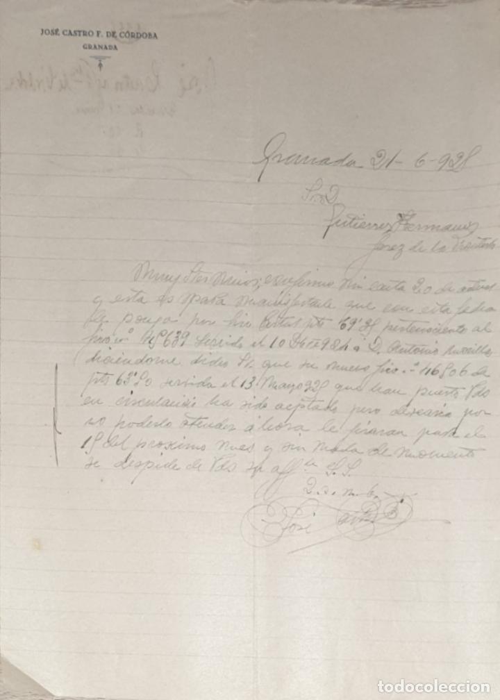 Commercial Letters: Carta comercial. Jos&eacute; Castro F. De C&oacute;rdoba. Granada. Espa&ntilde;a 1928