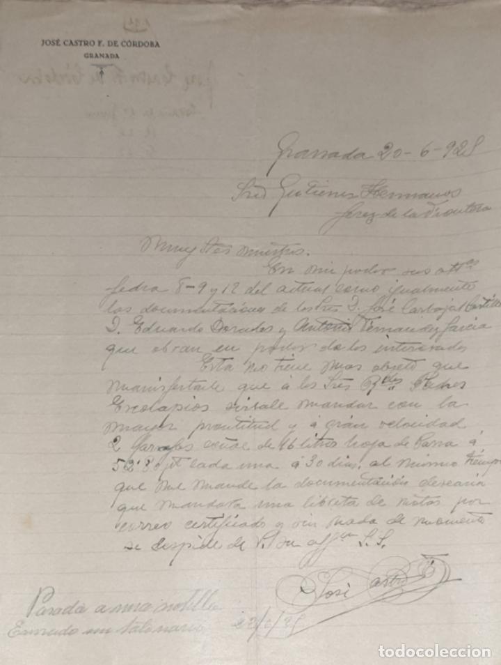 Commercial Letters: Carta comercial. Jos&eacute; Castro F. De C&oacute;rdoba. Granada. Espa&ntilde;a 1929
