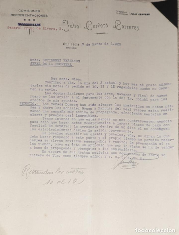 Commercial Letters: Carta comercial. Julio Cerver&oacute; Carreres. Comisiones-Representaciones. VAlencia. Espa&ntilde;a 1925