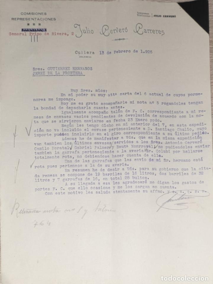 Commercial Letters: Carta comercial. Julio Cerver&oacute; Carreres. Comisiones-Representaciones. VAlencia. Espa&ntilde;a 1925