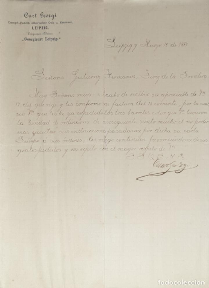 Gesch&auml;ftsbriefe: Carta comercial. Curt Georgi. Dampf Fabrik. Leipzig 1884