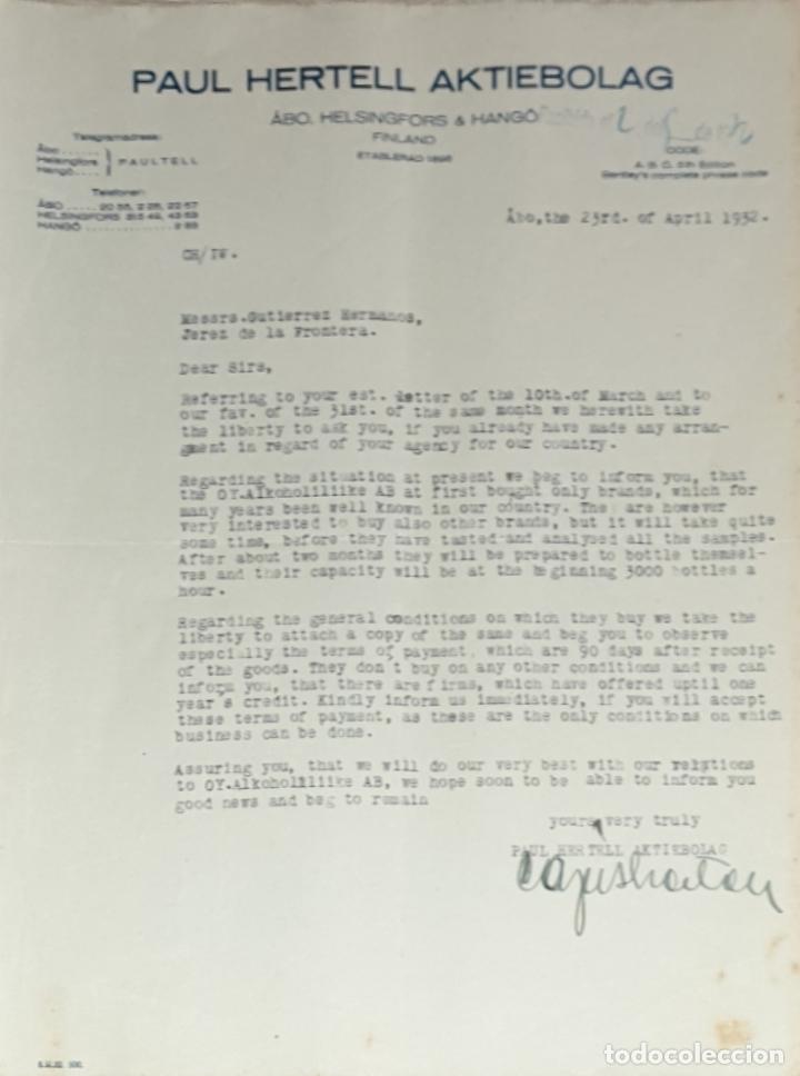 Gesch&auml;ftsbriefe: Carta comercial. Paul Hertell Aktiebolag. &Aacute;bo,Helsingfors & Hang&ouml;. Finland 1932
