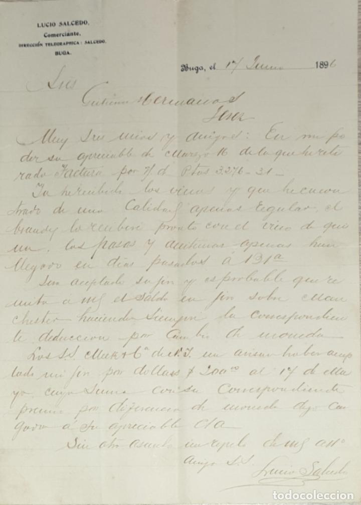 Gesch&auml;ftsbriefe: carta comercial. Lucio Salcedo. Comerciante. Buga. Colombia 1896