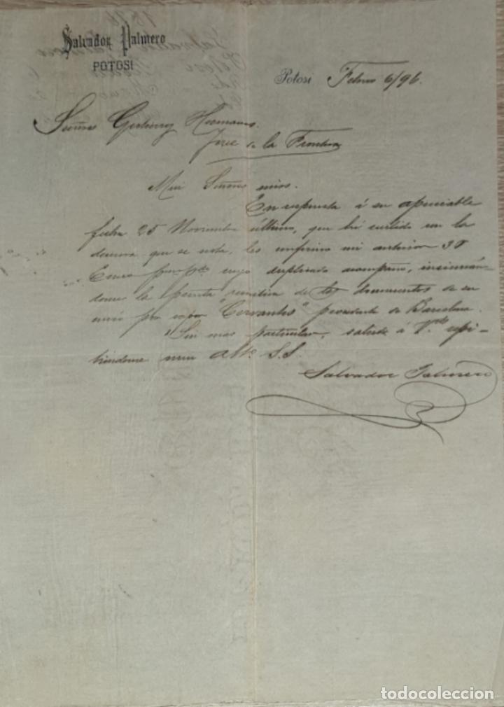 Gesch&auml;ftsbriefe: Carta comercial. Salvador Palmero. Potosi. M&eacute;xico 1896