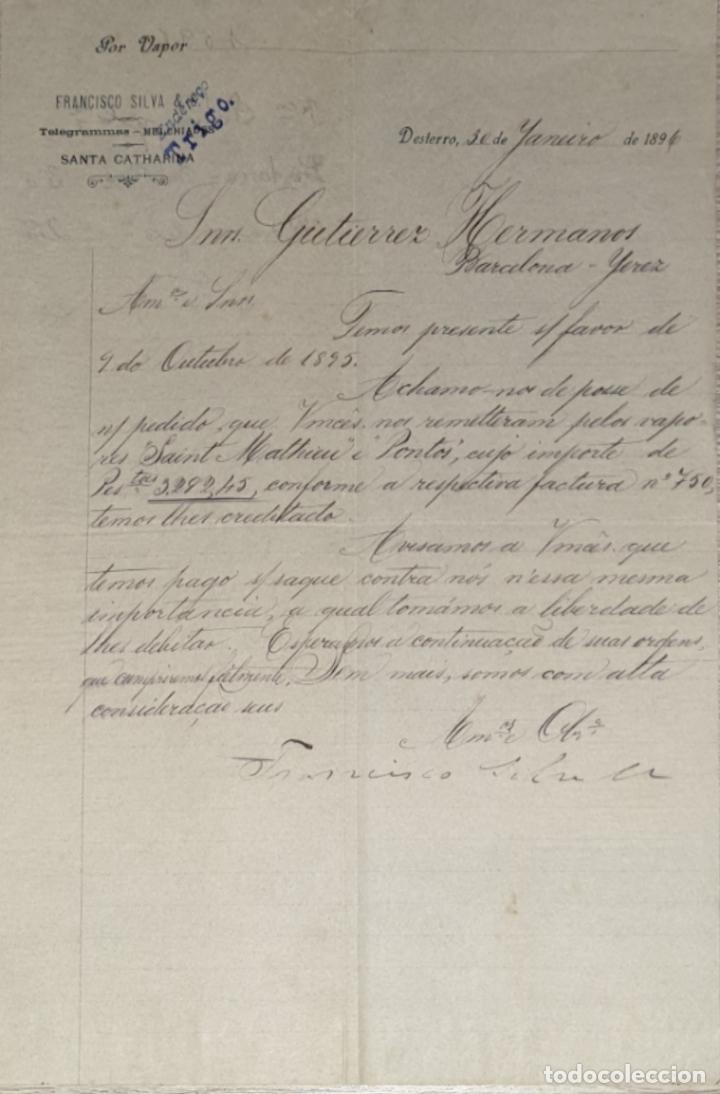 Cartas comerciales: Carta comercial. Francisco Silva & C. Santa Catharina. Desterro. Brasil 1896