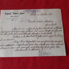 Cartas comerciales: CARTA COMERCIAL MANUSCRITA RAFAEL IBORRA JUAN. OCTUBRE 1947 ELCHE. Lote 204268772