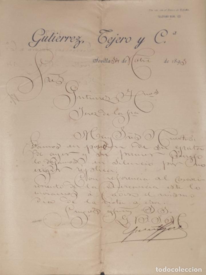 Cartas comerciais: Carta comercial. Gutierrez Tejero y C&ordf;. Sevilla. Espa&ntilde;a 1893