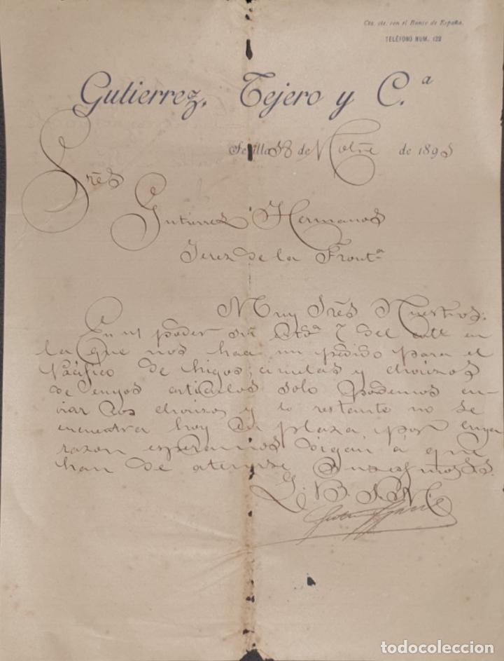 Cartas comerciais: Carta comercial. Gutierrez Tejero y C&ordf;. Sevilla. Espa&ntilde;a 1891